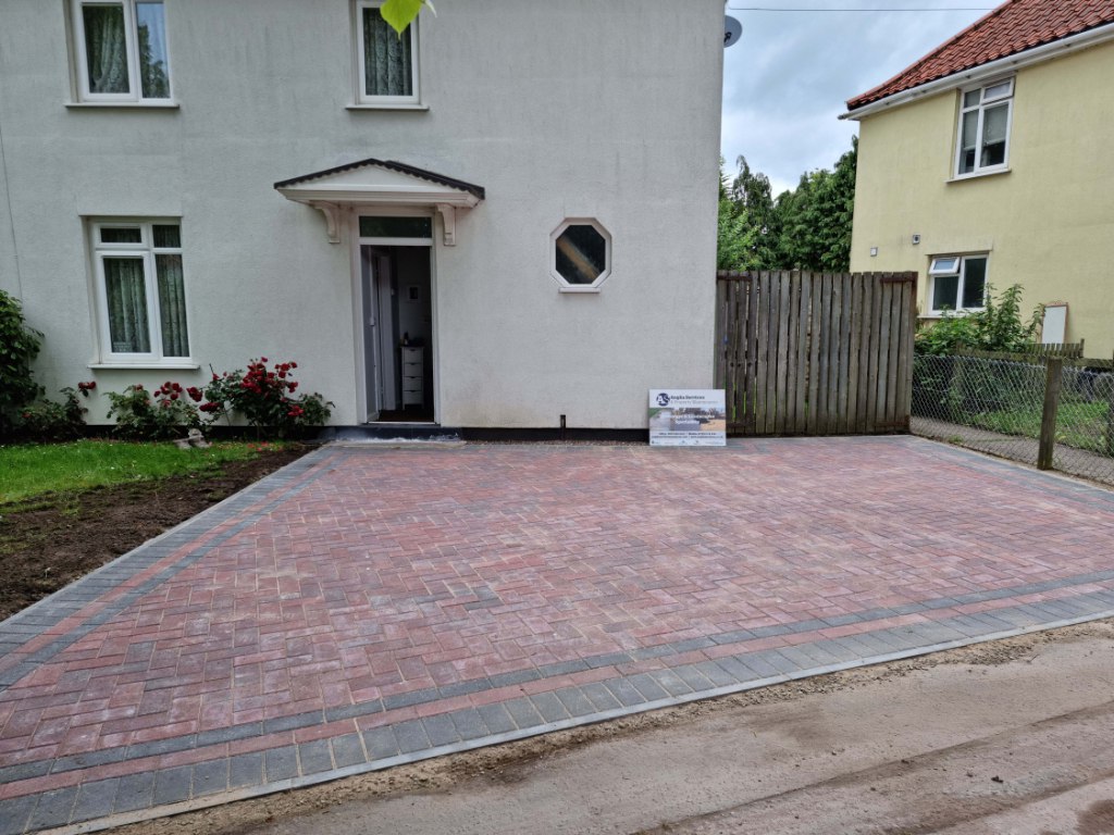 This is a newly installed block paved drive installed by Sawston Driveways